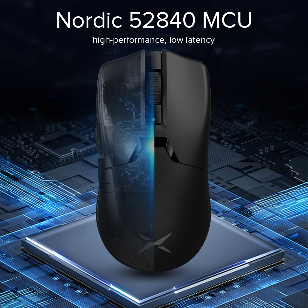 Delux M800 Ultra PAW3395 Mouse Para Jogos MAX 26000DPI Com Fio 2.4G Bluetooth Sem 300mAh 600mAh Recarregável Programável 55g Leve PC/Laptop/Windows Black/White/Blue/Pink - detalhe