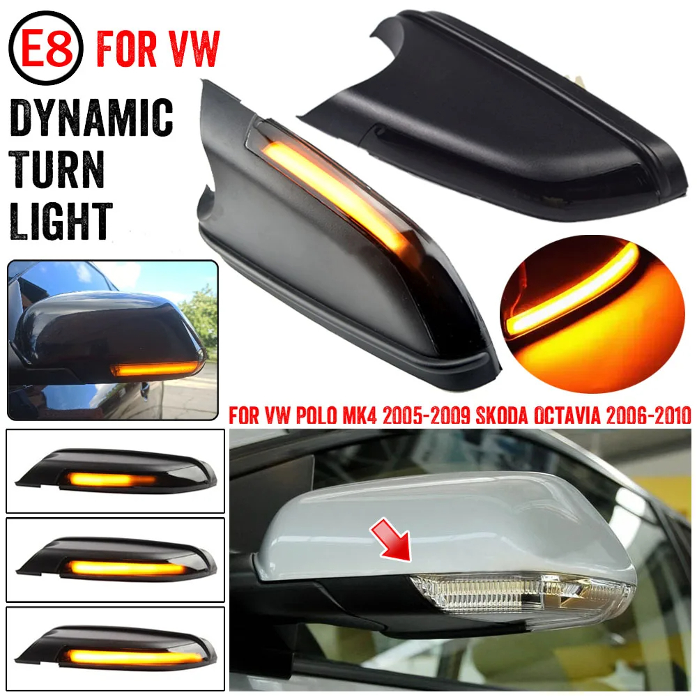 LED espelho retrovisor luz indicadora sinal de volta dinâmico adequado para Volkswagen Polo MK4 9N 2005-2009 adequado pa