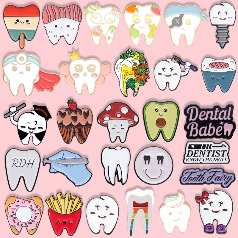 49 Estilos Broche Criativo De Esmalte Dental Com Mochila Dentária Cartoon Badge As A Gift for Friends To Protect Their Teeth em Oferta na Shopee