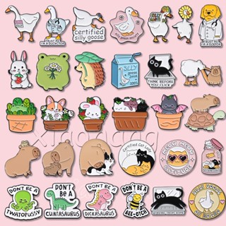Engraçado Coelhinho Em Panela Esmalte De Rã Broches De Animais Desenho Animado Goose Hedgehog Pin Gato Bonitinho Capybara Broche Lapela Crachás Jóias Presente Para Crianças