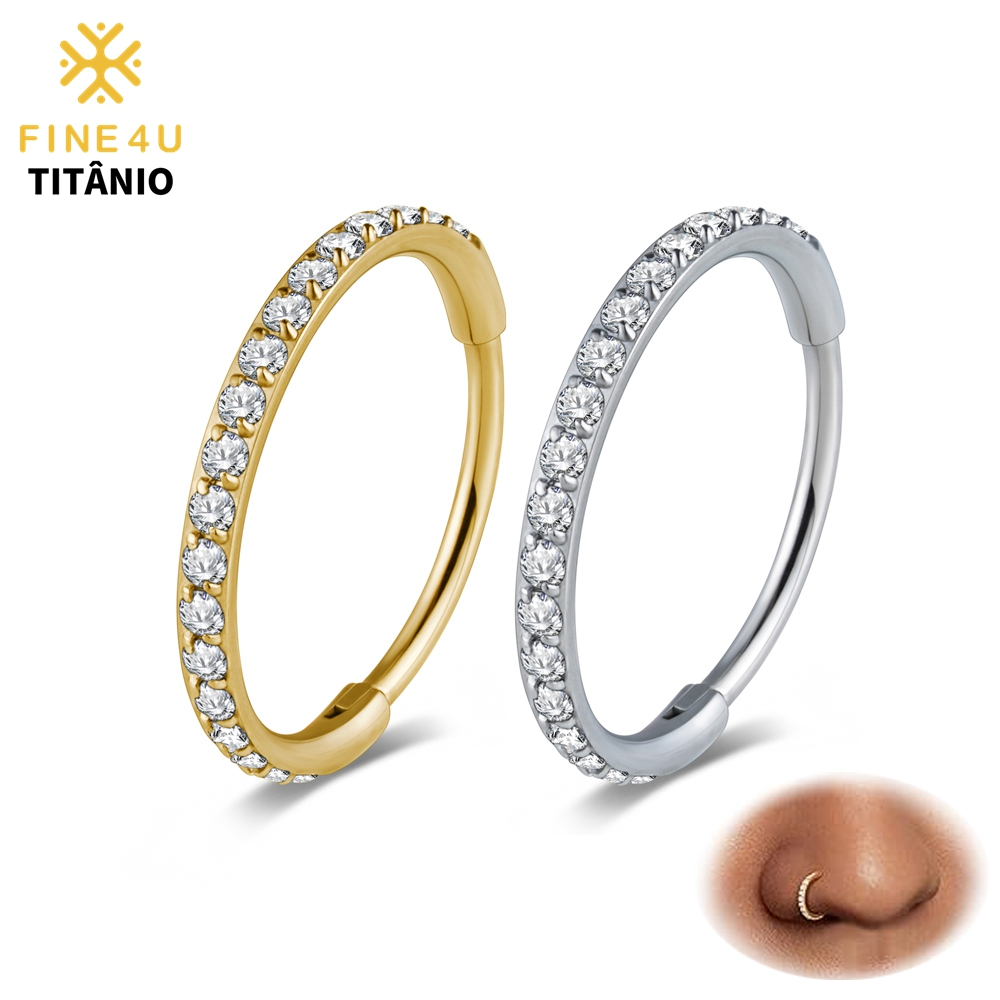 FINE4U Brinco Piercing Titânio Nariz Argola Hipoalergênico 6-12mm Helix Conch Tragus Cartilagem em Oferta na Shopee