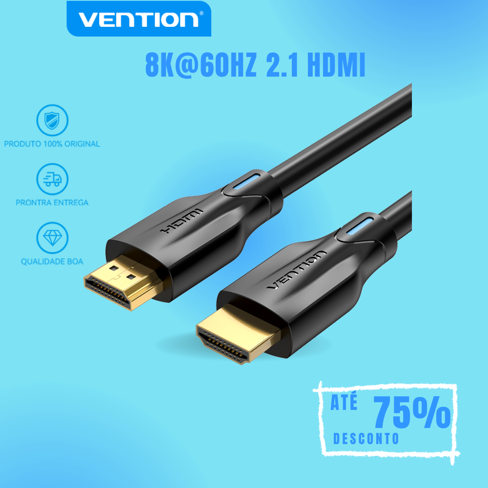 Vention 8K Cabo HDMI Ultra High Speed 48Gbps HDMI 2.1 Cabo Supports 8K/60Hz 4K/120Hz HDR Dolby Atmos eARC for PS4 Appl