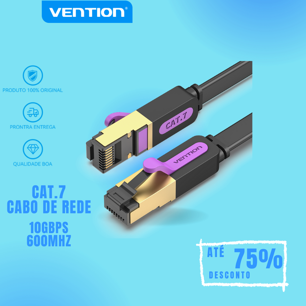 Vention Cabo de Rede Blindado  CABO Internet CAT7 de alta Velocidade 10Gbps Para Laptops PS 4 Roteador RJ45