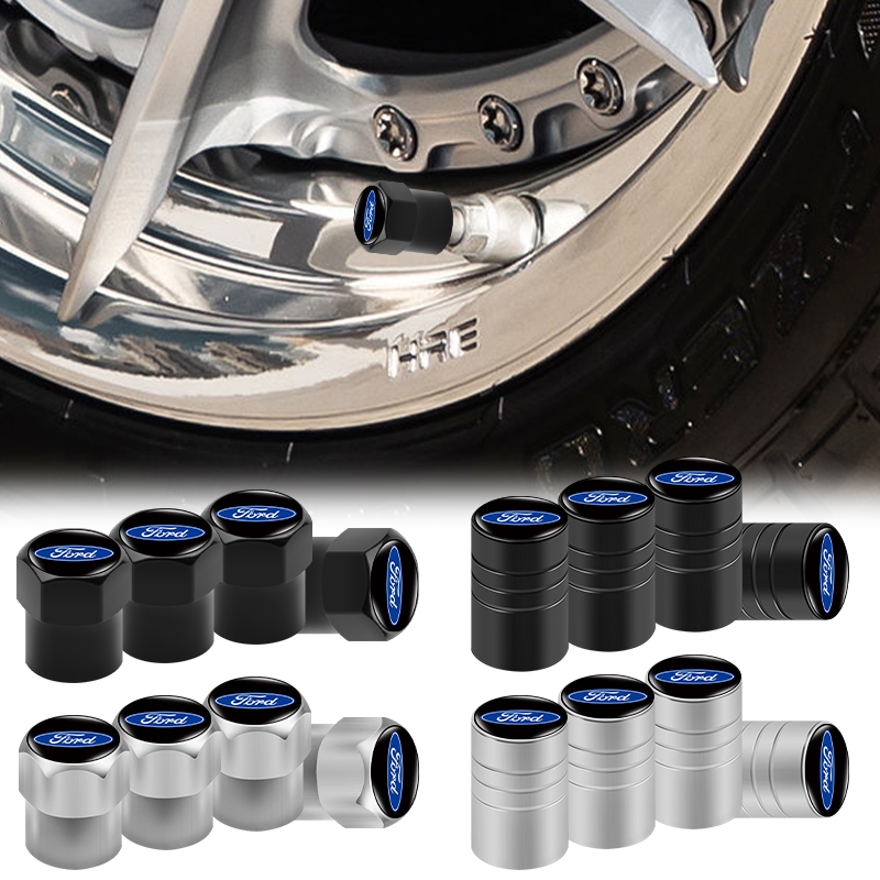 4pcs Tampas Metálicas Antipoeira Para Pneus De Carro Hexagonais/Cilíndricas Válvulas De Roda Ford Fiesta EcoSport ESCORT Ranger Mondeo Mustang FOCUS 2 3 4 5