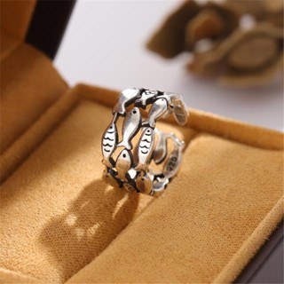 Novo Anel Criativo 925 Sterling Silver Ring Retro Pequeno Peixe Fofo Grupo de Peixes Fofo Fashionable Temperament Thai Silver Anel Aberto Único Feminino Simples Mori Estilo Anel Ajustável Índice de Anel Dedo CR027 em Oferta na Shopee