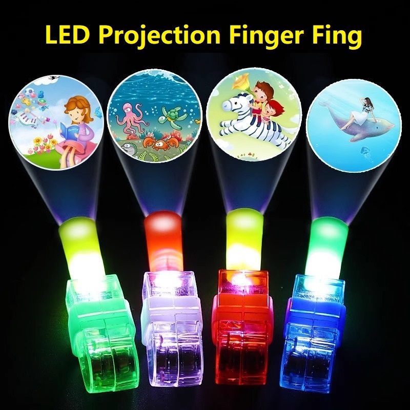 TIMEKEY Projecção De Leds De Cartoon Led Light Finger Ring Toy Presentes De Natal