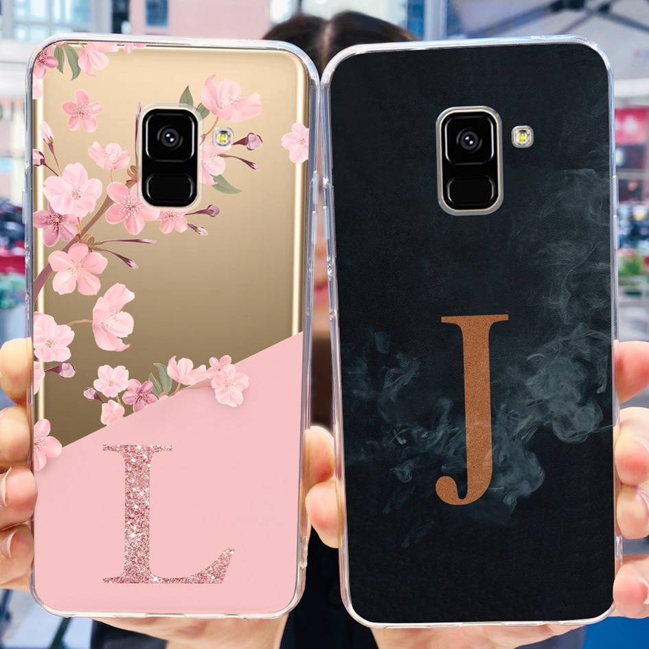 Para Samsung Galaxy A8 (2018) Capa A530 SM-A530F Cartas Bonitas Flor De Silicone Transparente Macia A 8 2018 Shell