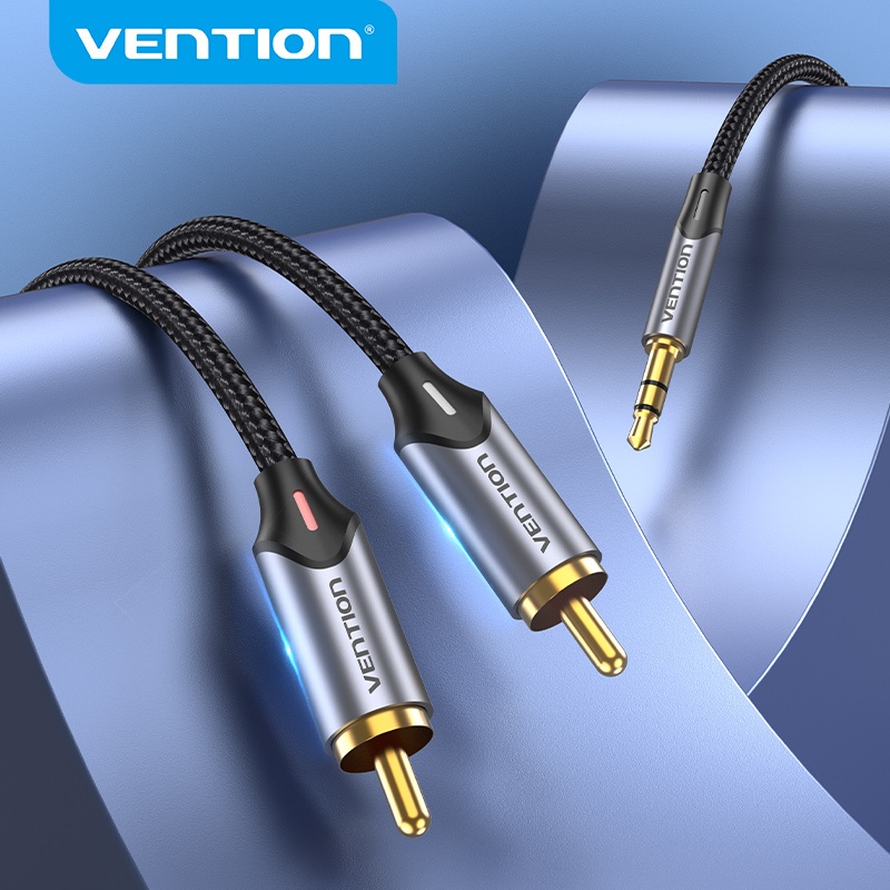 Venção 3.5mm A 2rca Adaptador De Áudio Macho Para Macho Cabo De Áudio Para Speaker Amplificador De Potência em Oferta na Shopee