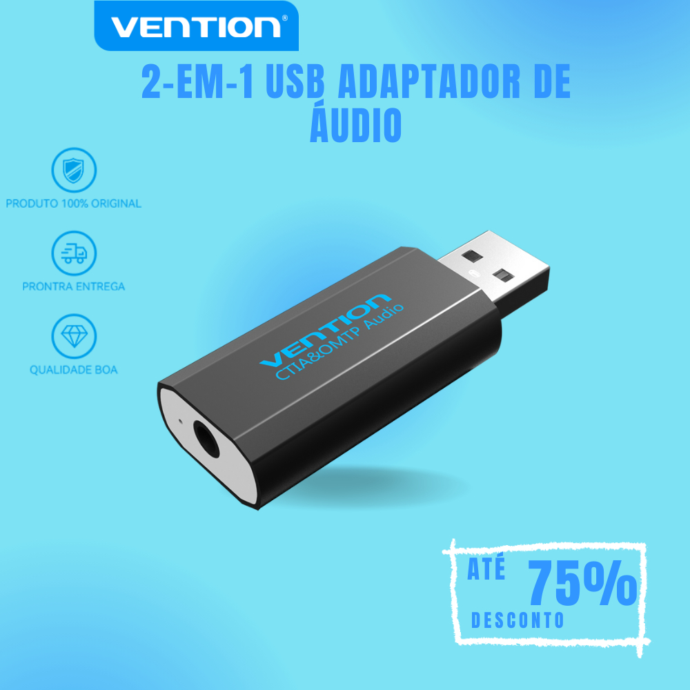 Venção 2-em-1 Usb Adaptador De Áudio Externo Usb Placa De Som Com 3.5mm Aux Estéreo Para Fone De Ouvido Pc Laptops