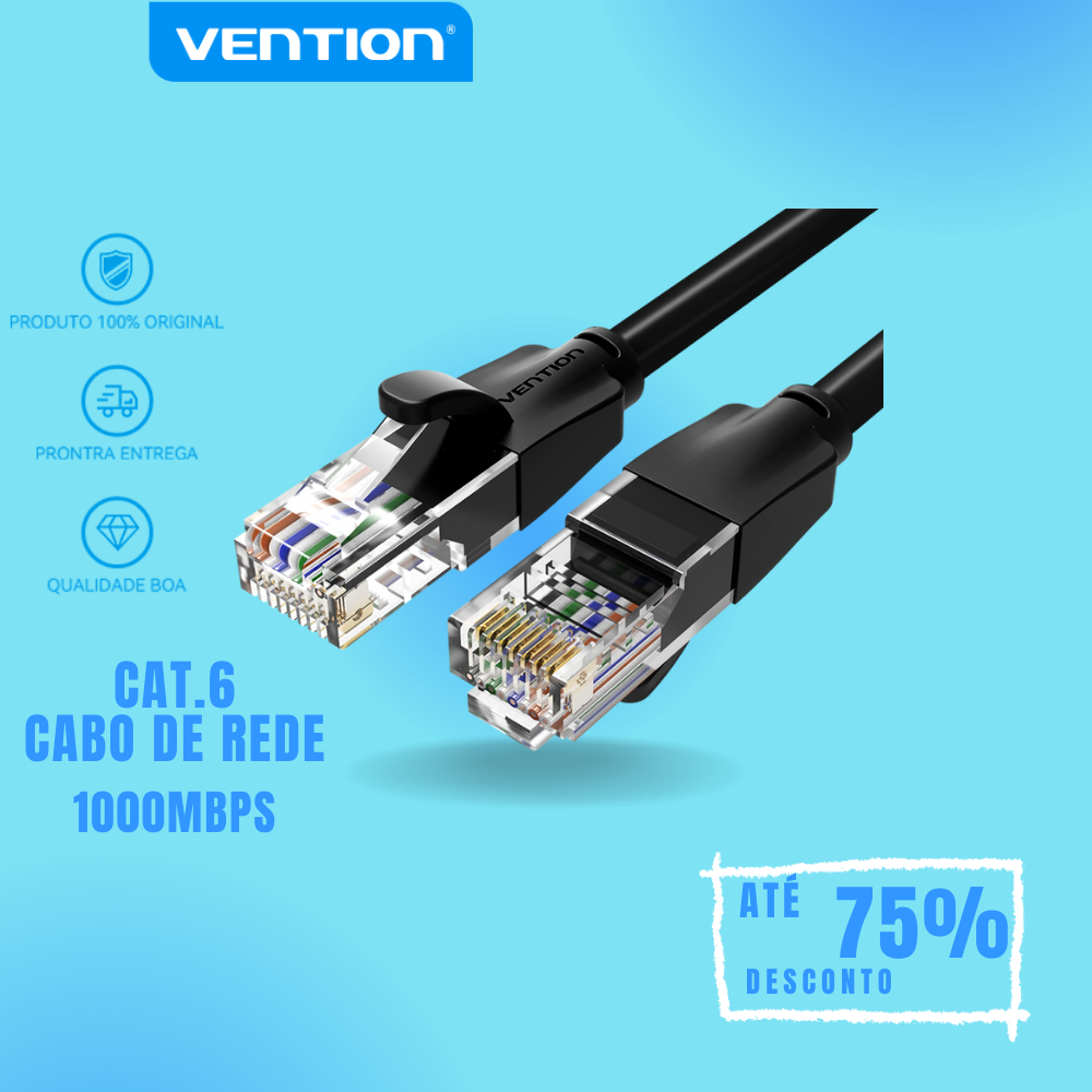 Vention Cabo Ethernet Utp Rj45 Cat6 Alta Velocidade 8P8C Homologado Anatel 1m 2m 3m 5m