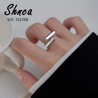 Retro Punk 925 Sterling Prata Geométrica Fêmea Anel Aberto LR007