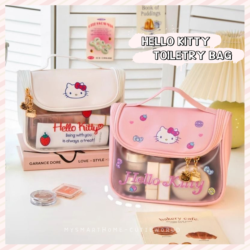 Saco De Maquiagem À Prova D'água/Hello Kitty Para Viagem Organizador De Grande Capacidade Com Zíper Cuidados A Pele