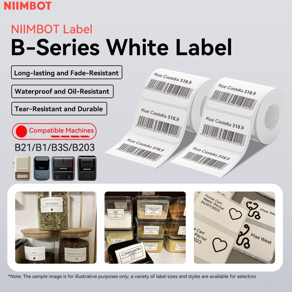 Niimbot B21/b203/b1 Etiqueta Branca Papel Etiqueta Etiqueta de Roupa Supermercado Preço Etiqueta Preço Etiqueta Adesivo Preço Térmico Auto Adesivo Colorido Impressão Papel a Prova D'Água Preço Papel C