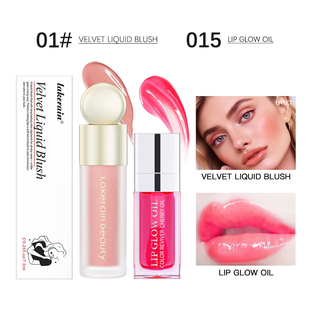 IBCCCNDC Óleo Labial Hidratante Brilho Shimmer Plumping Tint + Blush Veludo Fosco Líquido Beleza Pigmento Facial Maquiag