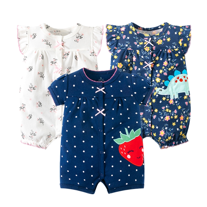 Roupas Para Bebês Recém-Nascidos , Macacão Meninas , Pijama De Manga Curta De Algodão