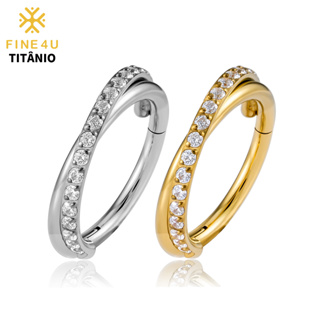 FINE4U Piercing Titânio Argola Click Cravejada 8/10/12mm Conch Helix Cartilagem Hipoalergênica em Oferta na Shopee