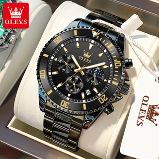 OLEVS Relogio Relógios Masculinos Luxo Prova Da água Original Dourado Esportivo Prata Preto De Aço Cronógrafo Quartzo 2870