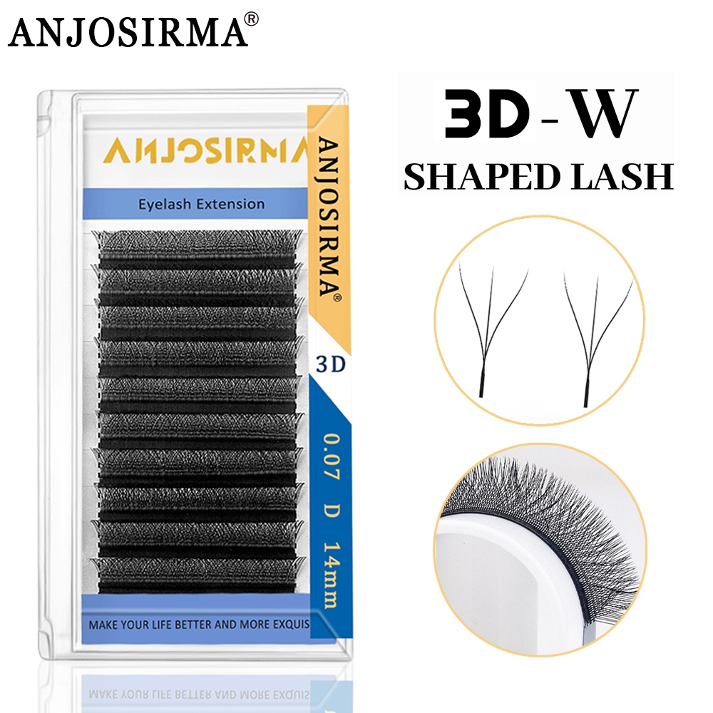 ANJOSIRMA 3D W Shapeeye cílios pretos 0,07C/D/DD foneye preto natural cílios macios, cílios macios, foscos, pele artificial negra, comprimento de cílios pessoais