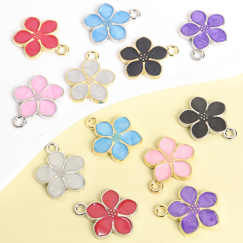 10pcs Colorful Sakura Flower Styling Esmalte Para Jóias Doces Fazendo Colar Pulseira Corrente Telefônica