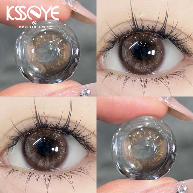 KSSEYE Lentes De Contato Marrons Castanho Leite Para 12 Meses 14,0mm Com Grau (0,00 ~-8,00) 1 Par Naturais Macias