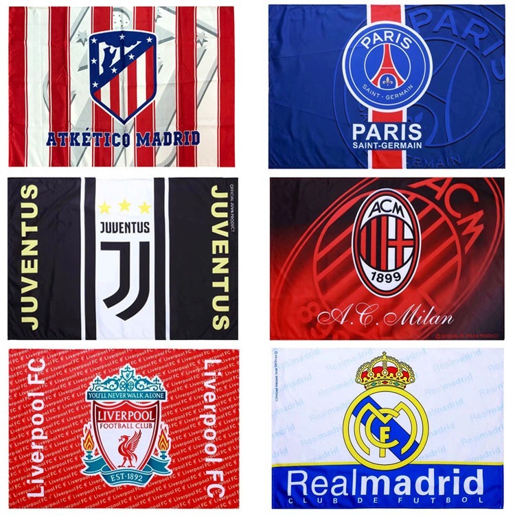 Clube De Futebol Real Madrid Chelsea Liverpool França Equipe Bandeira Pendurada Temática Bar Decoração