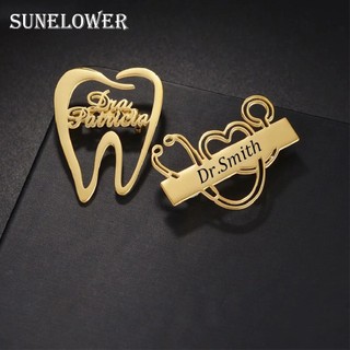 Novo Nome Personalizado Broches De Moda Nomes Em Aço Inoxidável Forma De Dentes Personalizados Pino De Lapela