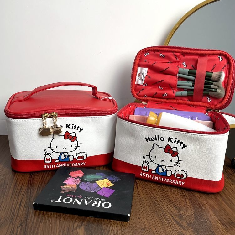 Bolsa Hello Kitty Maquiagem Para Mulher Saco Cosmético Moda Marca Tendência À Prova D'água Grande Capacidade Com Zíper