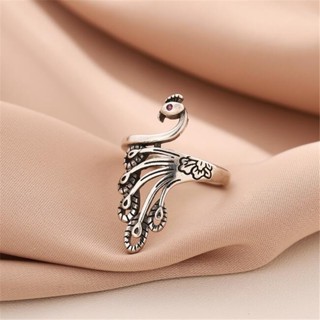 925 Sterling Silver Ring Moda Anel de Prata Simples Estilo Étnico Retro Thai Prata Diamante Pavão Peacock Único Animal Anel Aberto Feminino Ajustável Prata Tailandesa Exclusiva Índice Criativo Jóias de Dedo CR171 em Oferta na Shopee