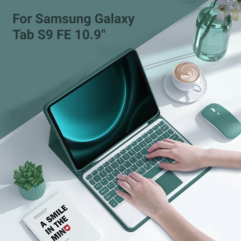 Capa Tab S9 FE Com Teclado Para Samsung Galaxy Tab S6 Lite 10.4 2020 2022 2024 A9 Plus 11 polegadas Touchpad Sem Fio Destacável Magnético Do Teclado Bluetooth Tampa Do Rato Da Caixa