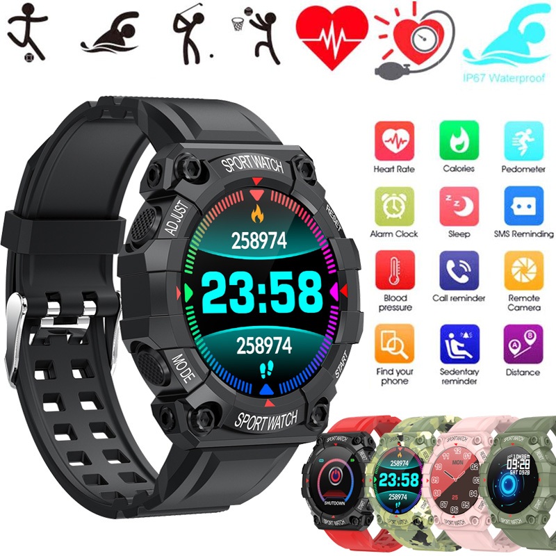 FD68S Smartwatch Relógio Inteligente Full Touch Esportivo Bluetooth À Prova D'água Monitor De Pressão Arterial