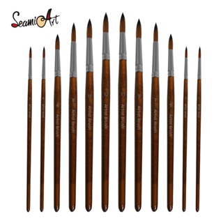 SeamiArt 5/12 Pcs . Conjunto De Pincel De Nylon Para Pintura Capilar De Diferentes Cores Óleo De Aquarela Gouache Acrílico em Oferta na Shopee