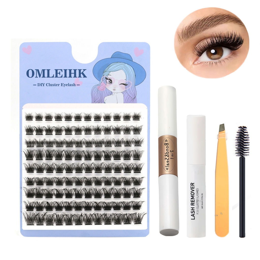 Eyelash Cluster , 8-16mm mix Wispy Natural Look Black Extension Personal Kit DIY Auto-Aplicado Em Casa Com Pinça.