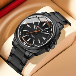 CURREN Marca Original Relógios Masculinos Simples Mostrador De Aço Inoxidável Moda Lazer Negócios Esportes Quartzo À Prova Dwaterproof Água 8455 XS