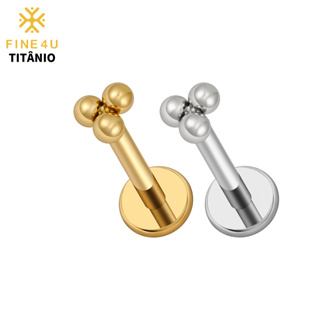 FINE4U 100% Titânio 3 bola Tragus Helix Bola Labret Cartilagem em Oferta na Shopee