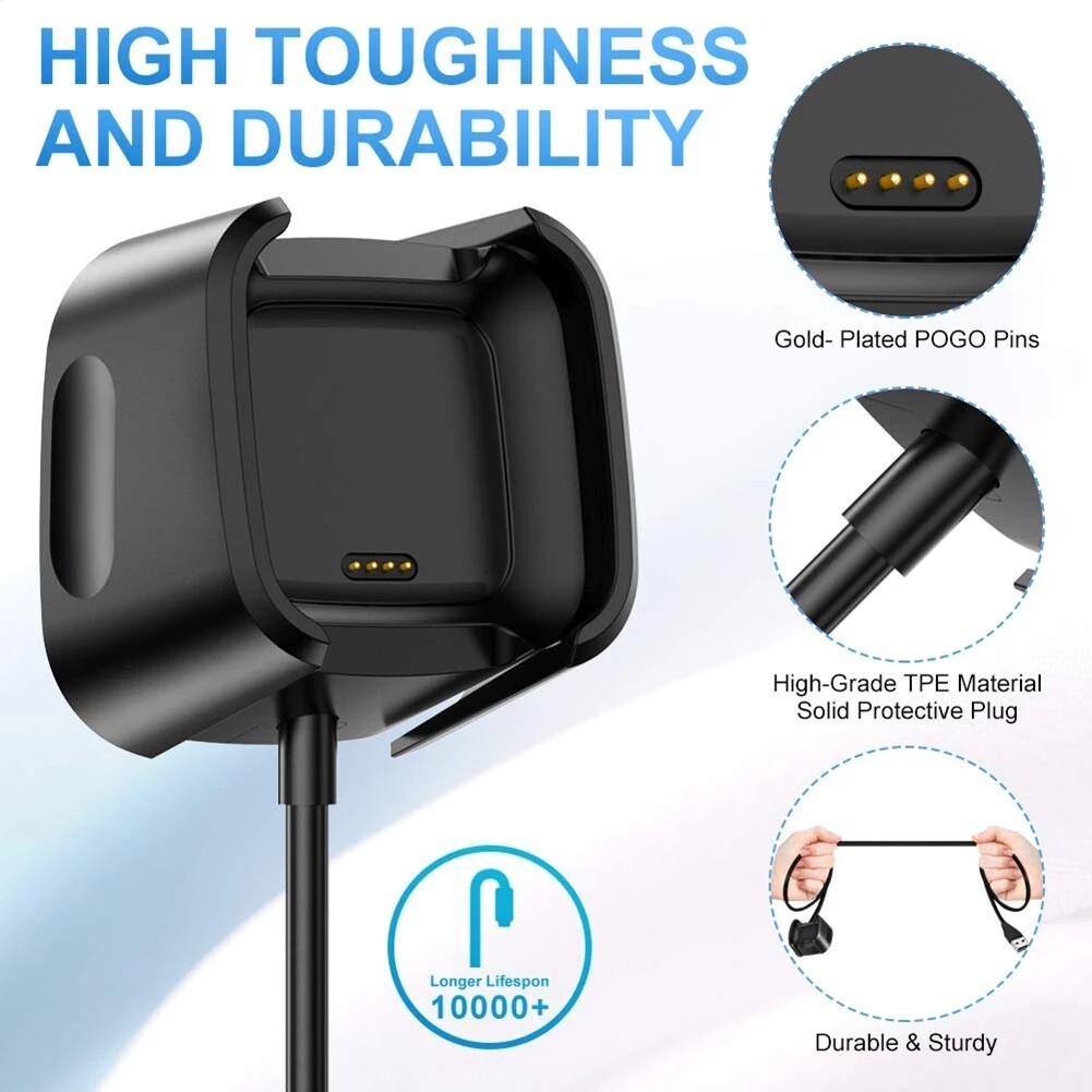 Dock Carregador USB Para Fitbit Versa/2 Adaptador De Energia Portátil Cabo De Carregamento Rápido Relógios Inteligentes