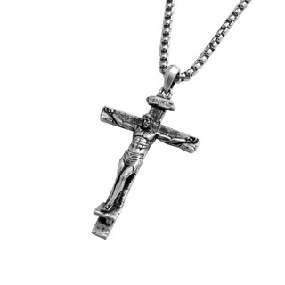 Difícil como cruz de jesus 925 prata, colar de aço de titânio, colar religioso de jesus pingente jóias colar masculino p