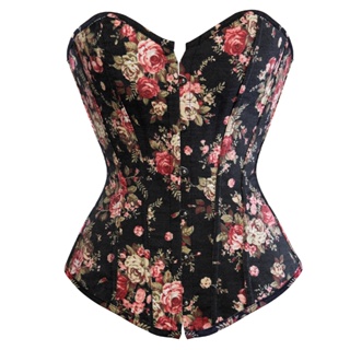 Espartilho Vintage Vitoriano Para Mulheres Modelador De Corpo Foral Impresso Sexy em Oferta na Shopee