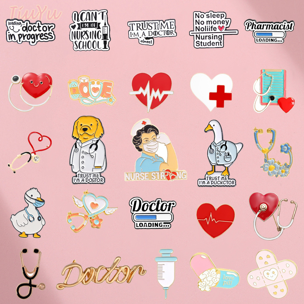 100 Estilos Broche Médico Estetoscópio EKG Crachá Enfermeira Broches Jóias Alfinete Presentes Para Professor Estudante em Oferta na Shopee
