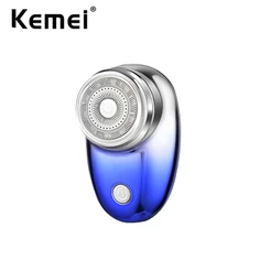 Barbeador Kemei Mini Travel Shaver Portátil Elétrico Recarregável TYPE-C USB Pocket Size Men Para Homem Uso Úmido E Seco