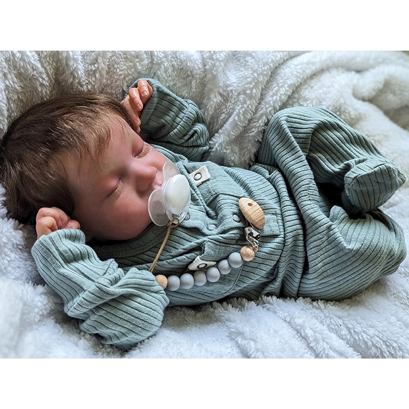 NPK 19 Polegadas Lifelike Levi Reborn Baby Realístico Corpo Macio Bebê Recém-Nascido Acabado À Mão Boneca De Raiz De Cabelo