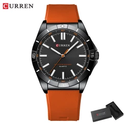 CURREN Relógio Original À Prova D'água Masculino D'água Ponteiro Luminoso Discador De Silicone Casual Simples Versátil Quartzo Esportivo Militar 3ATM 8449