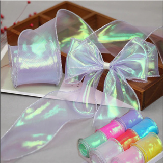 9M/roll Fios Iridescentes De Rabo De Peixe Fitas De Presente Para Embalagens De Flores Organza Wired Ribbon for Mother's Day Wedding Party Decorations em Oferta na Shopee