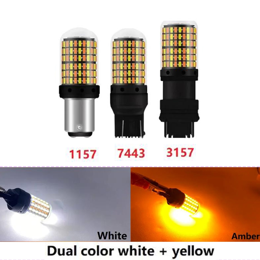 Lâmpada T20 Led Dupla Cor T20 7443 W21/5W 1157 BAY15D P21 T25 3157 P27/7W Carro DRL Interruptor De Sinalização De Giro Automático em Oferta na Shopee
