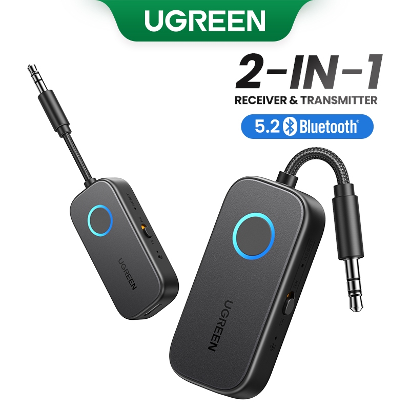 Adaptador Sem Fio 2 Em 1 Bluetooth UGREEN Transmissor Receptor AUX 5.2 3.5mm Estéreo Para Fones De Ouvido TV Car Audio