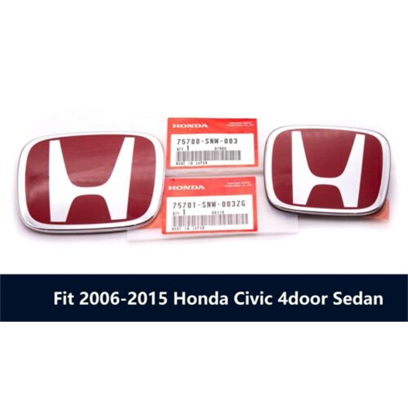 06-11 Honda Civic 2DR Coupé JDM Vermelho H Tipo R-Emblema Dianteiro Traseiro 2PCS Conjunto EX SI