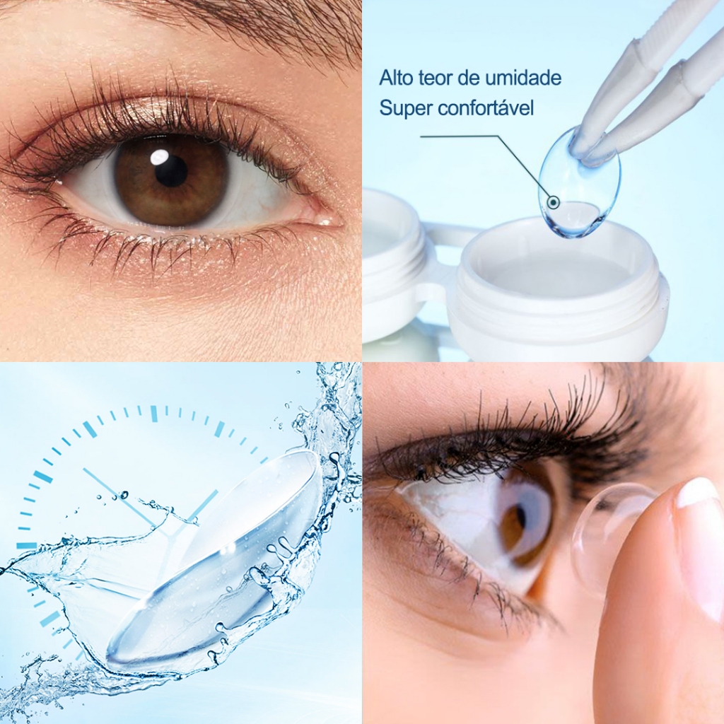 (P :-1.00/- 10.00) Lentes De Contato Com Grau Prescrição 14mm Transparentes 2pcs 6 Meses Usar Lente Ultra-Fina Estojo Gratuito