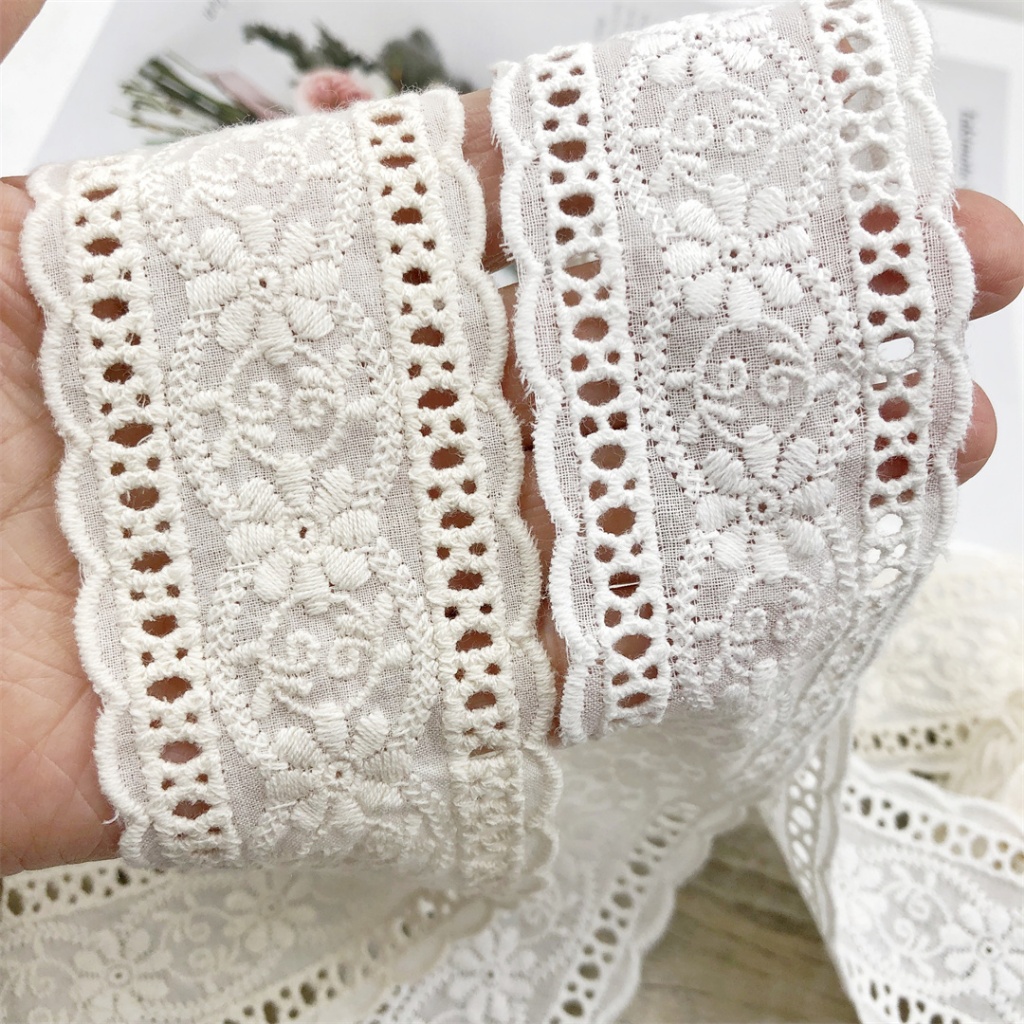 Acessórios de Roupa de Bricolagem 1 Tamanho Acessórios de Roupa de Bordado em Pano de Algodão Renda de Cabelo Bowknot Renda de Casamento Fita de Renda
