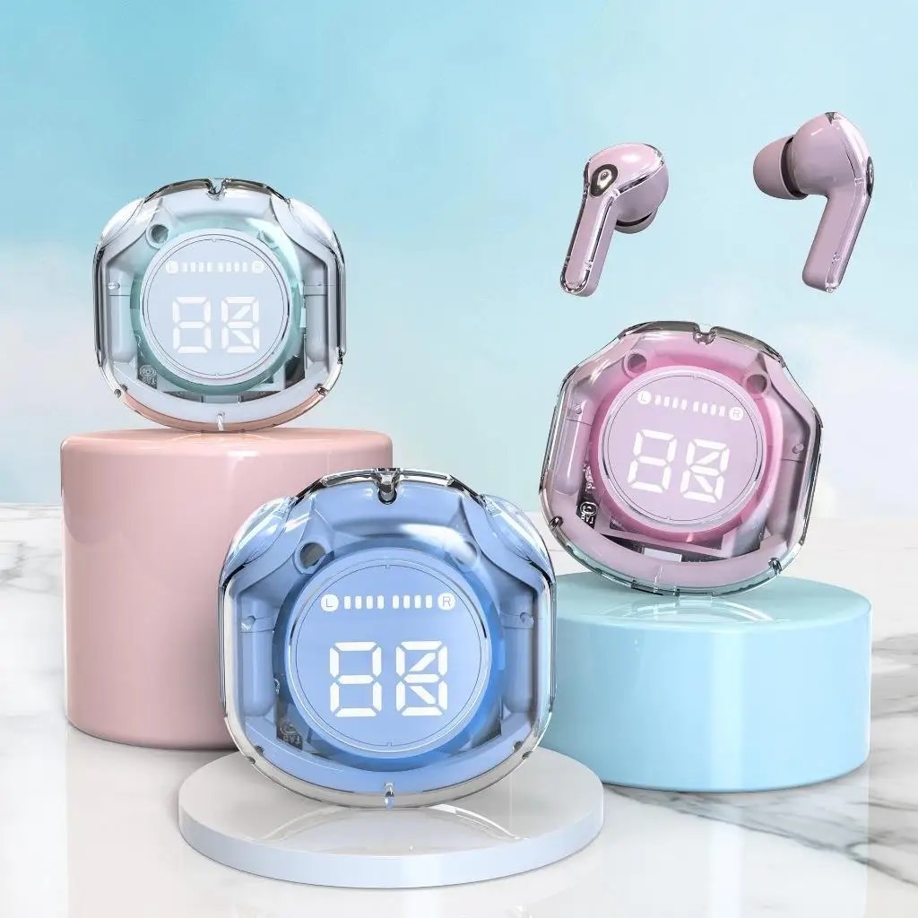 Fones De Ouvido Sem Fio Bluetooth Com Visor Digital Transparente TWS Mecha Style For Acefast T8 Sports Headphones
