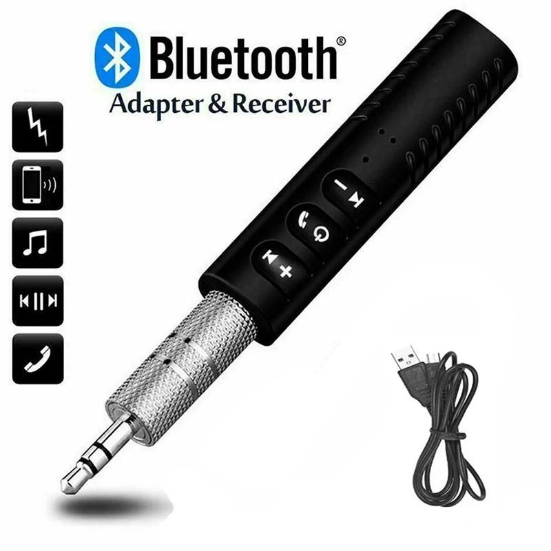 Receptor De Áudio Sem Fio Bluetooth 5.0 AUX Para Carro 3.5mm Adaptador Mãos-Livres Fone De Ouvido Com Alto-Falante