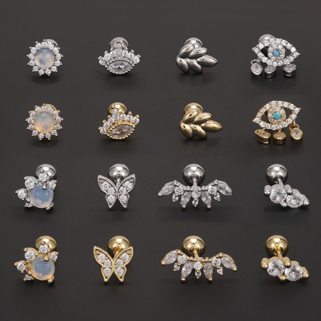 1 Pcs G23 Brincos De Aço Titânio Cristal Coroa Hipoalergênicos Jóias